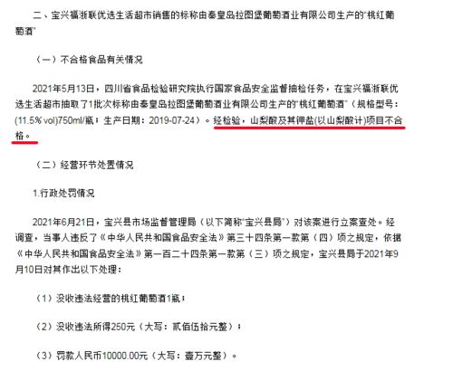 超市因山梨酸鉀超標(biāo)遭重罰 秦皇島拉圖堡葡萄酒的質(zhì)量隱患與市場(chǎng)監(jiān)管反思
